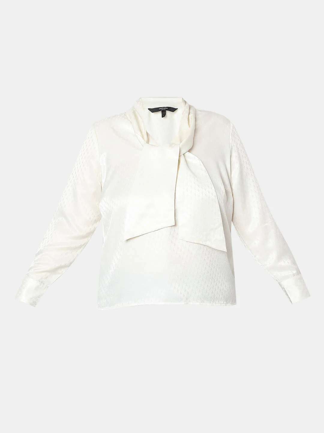 Curve Ecru Satin Pussy Bow Top - Image 7