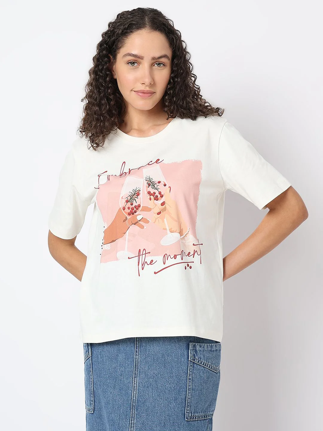 White Graphic Quote Print T-Shirt - Image 2