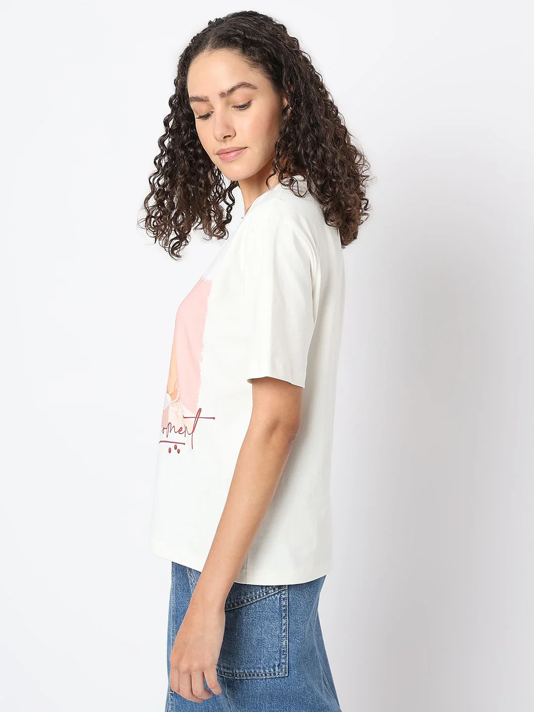 White Graphic Quote Print T-Shirt - Image 3