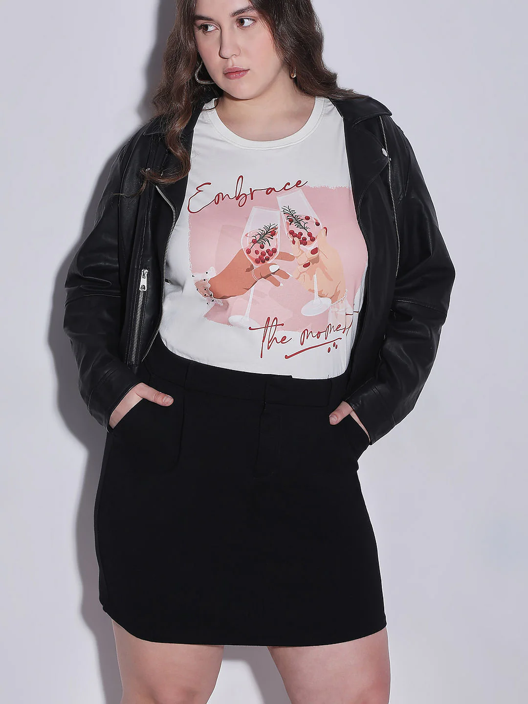 Curve White Graphic Quote Print T-Shirt