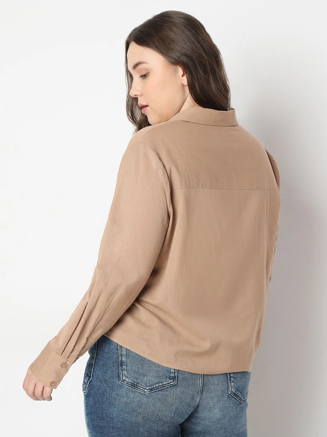 Curve Tan Cotton Shirt - Image 4