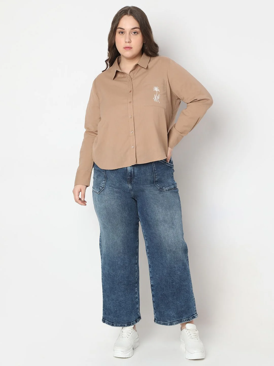 Curve Tan Cotton Shirt - Image 5