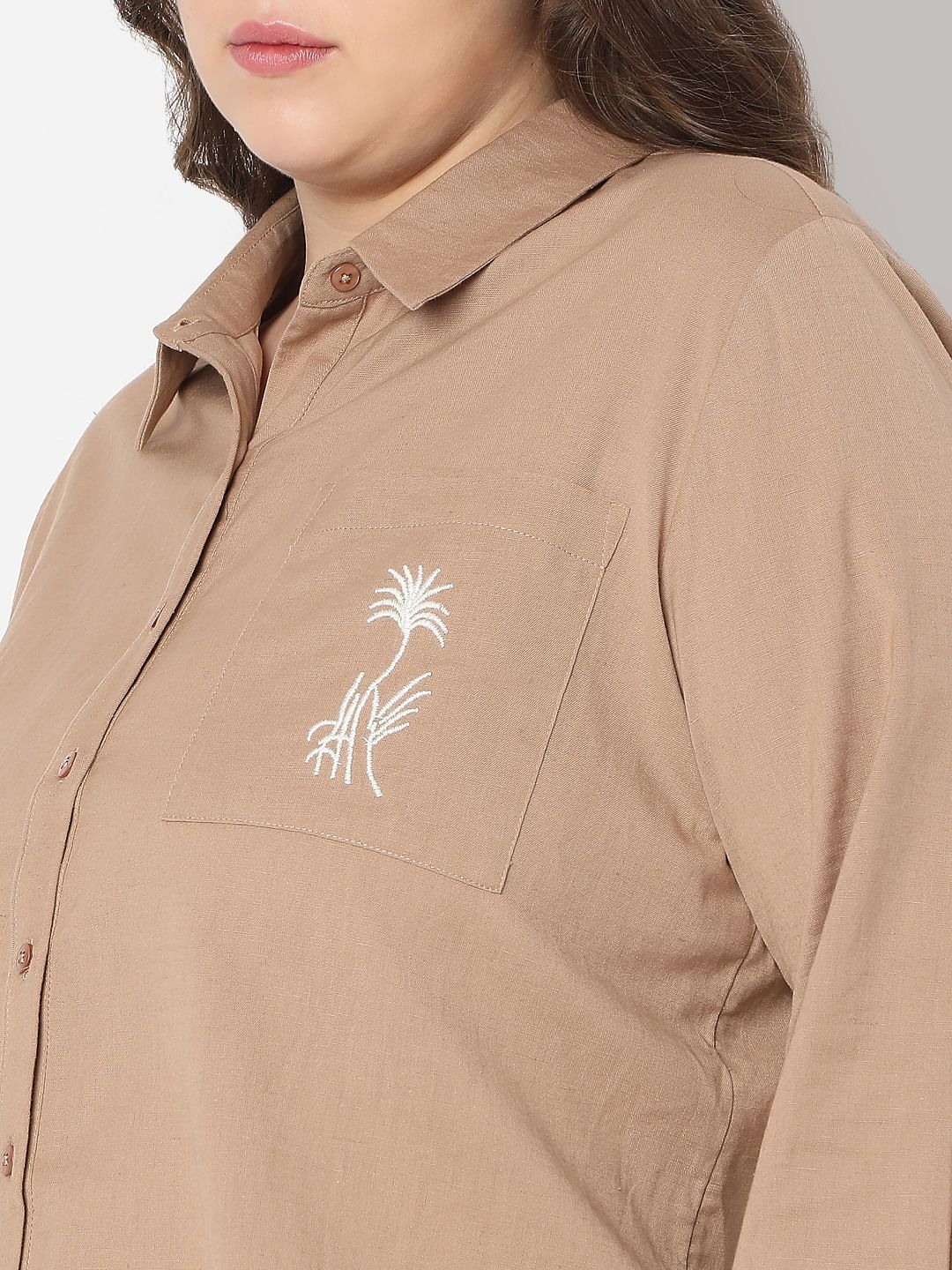 Curve Tan Cotton Shirt - Image 8