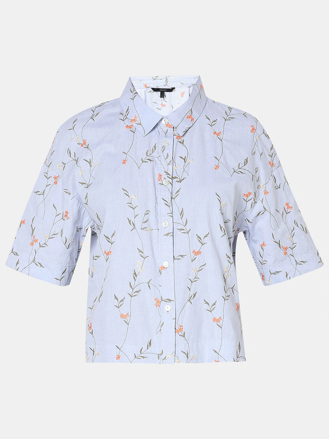 Blue Floral Cotton Shirt - Image 7