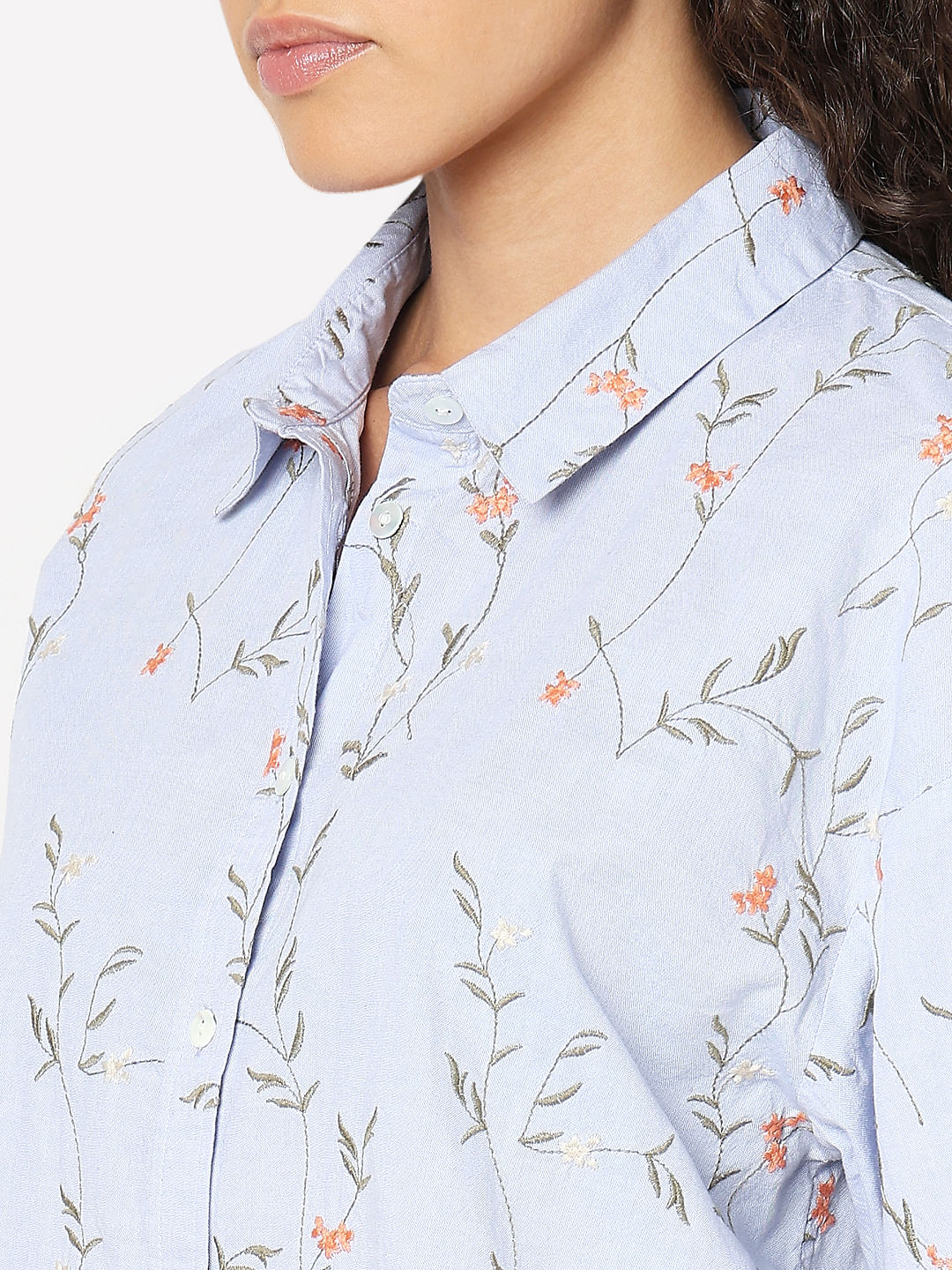 Blue Floral Cotton Shirt - Image 8