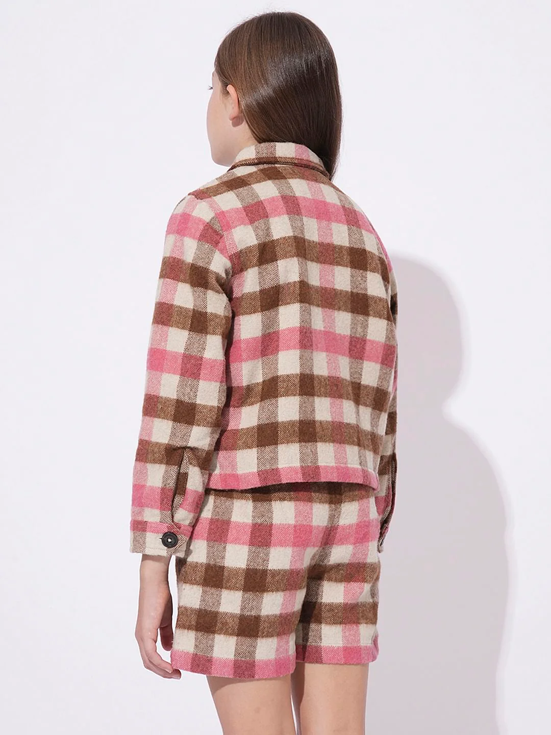 Girls Brown Check Shirt - Image 3