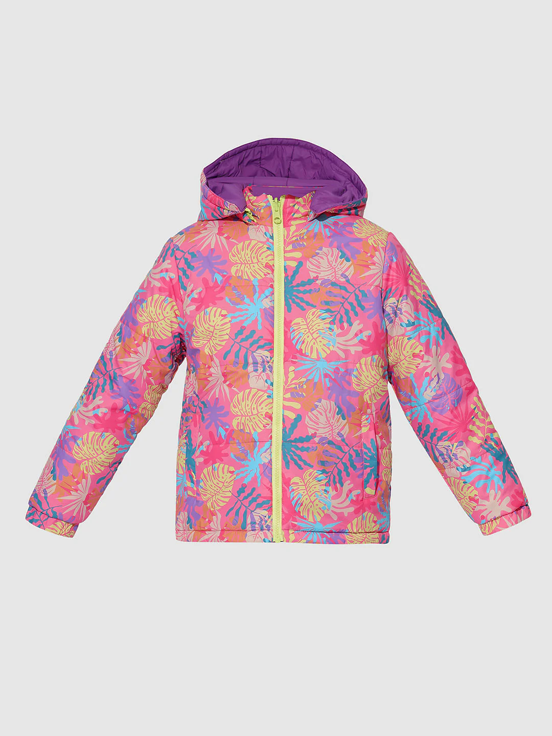 Girls Pink Reversible Puffer Jacket - Image 6