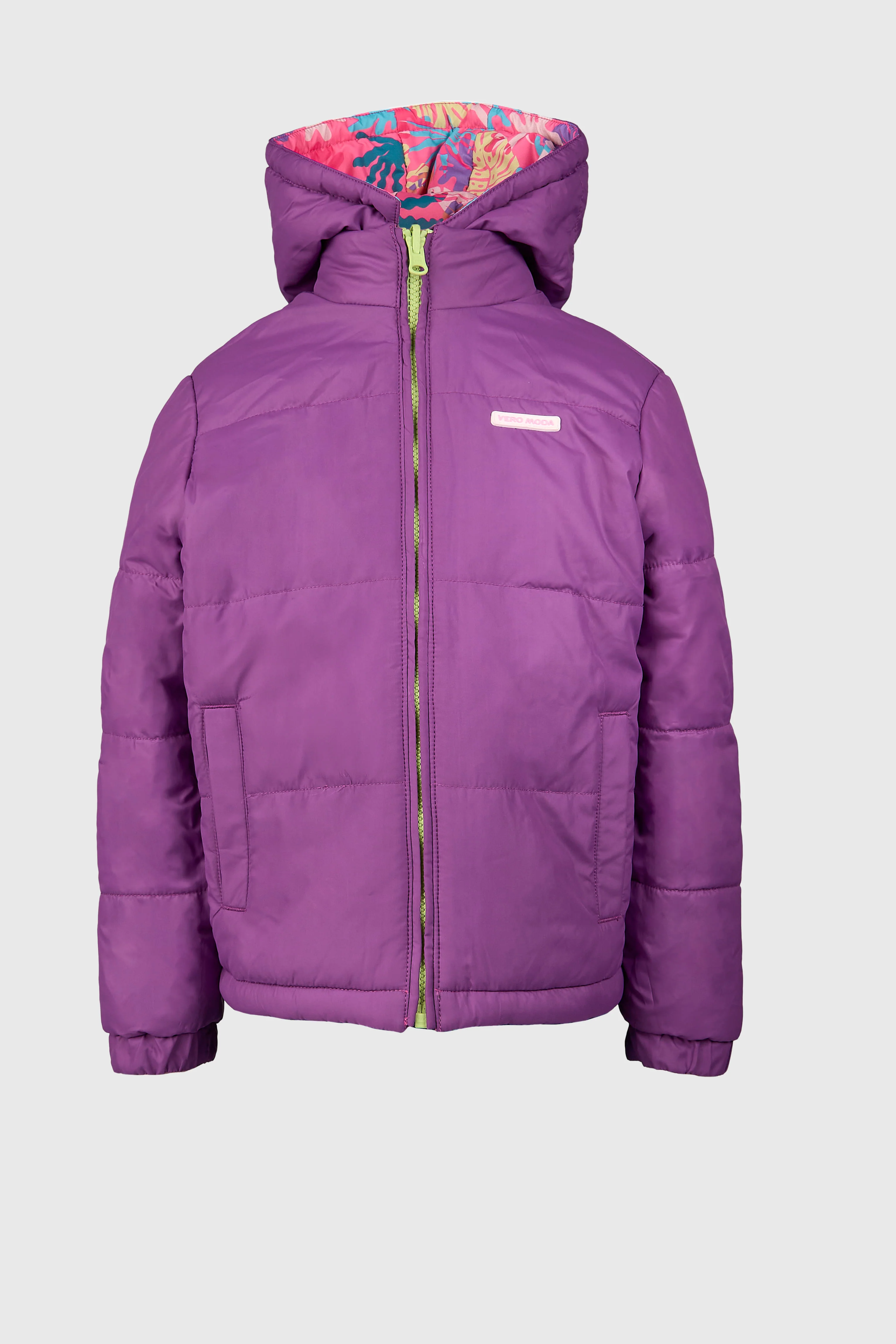 Girls Pink Reversible Puffer Jacket - Image 7