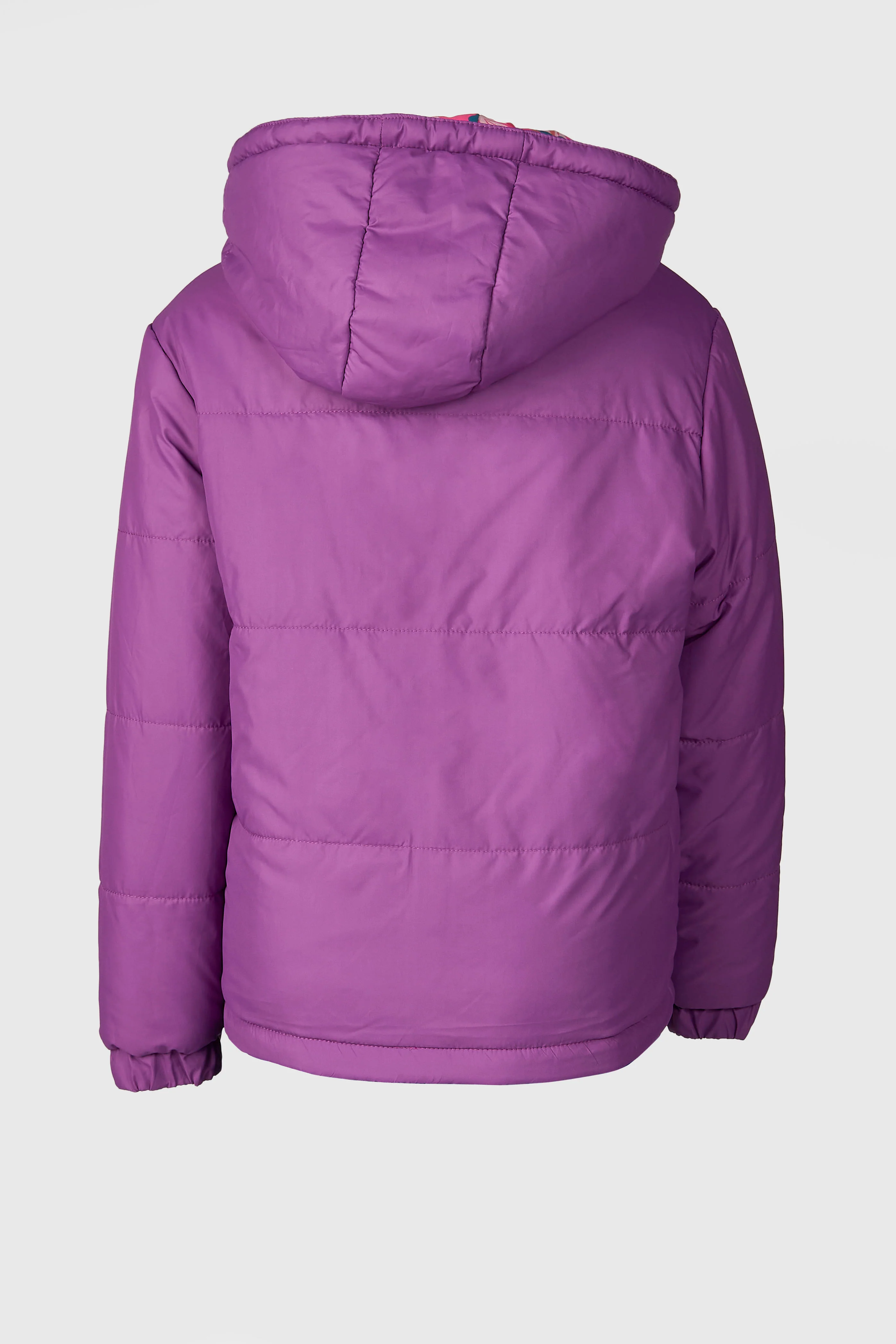 Girls Pink Reversible Puffer Jacket - Image 8