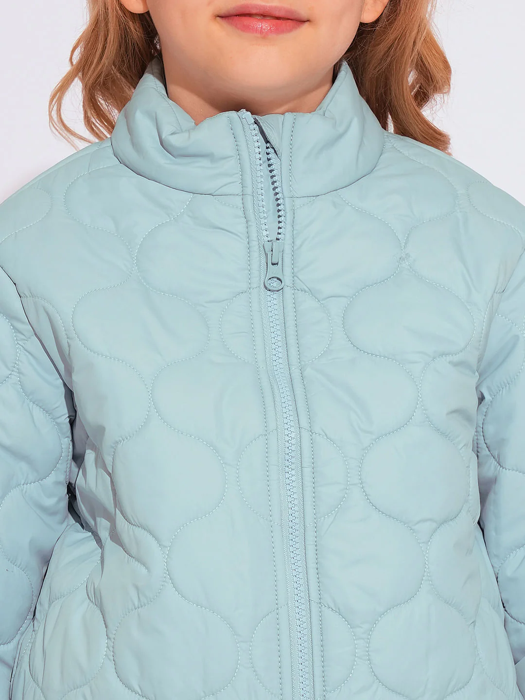 Girls Turquoise Quilted Puffer Jacket - Image 4