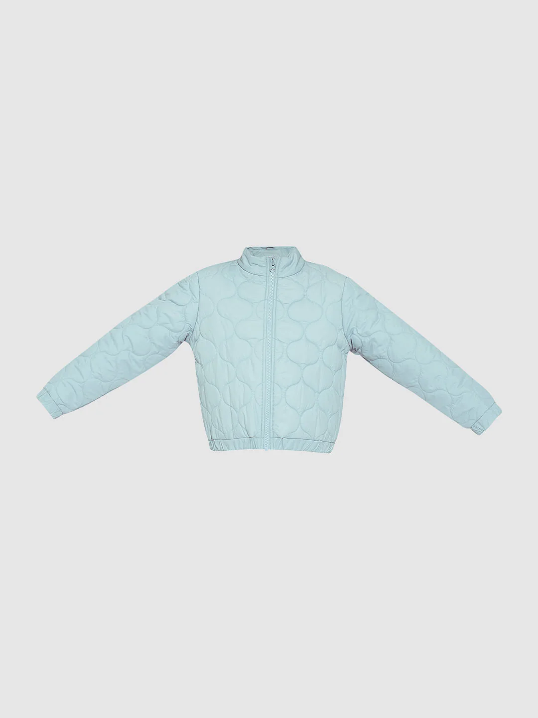 Girls Turquoise Quilted Puffer Jacket - Image 6
