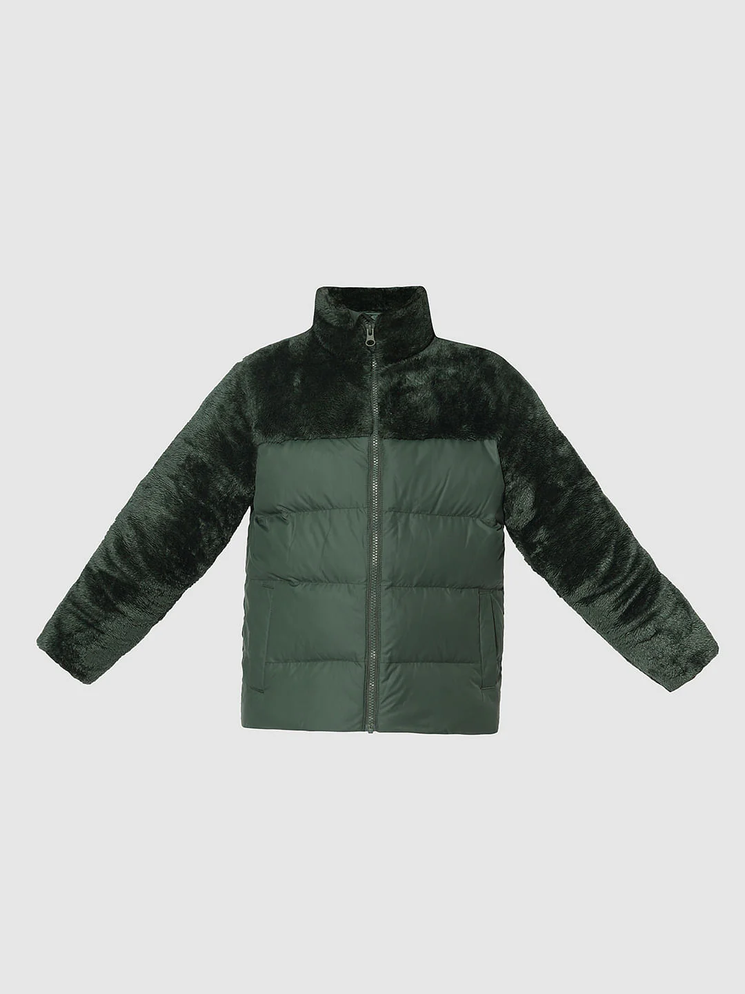 Girls Dark Green Puffer Corduroy Jacket - Image 6