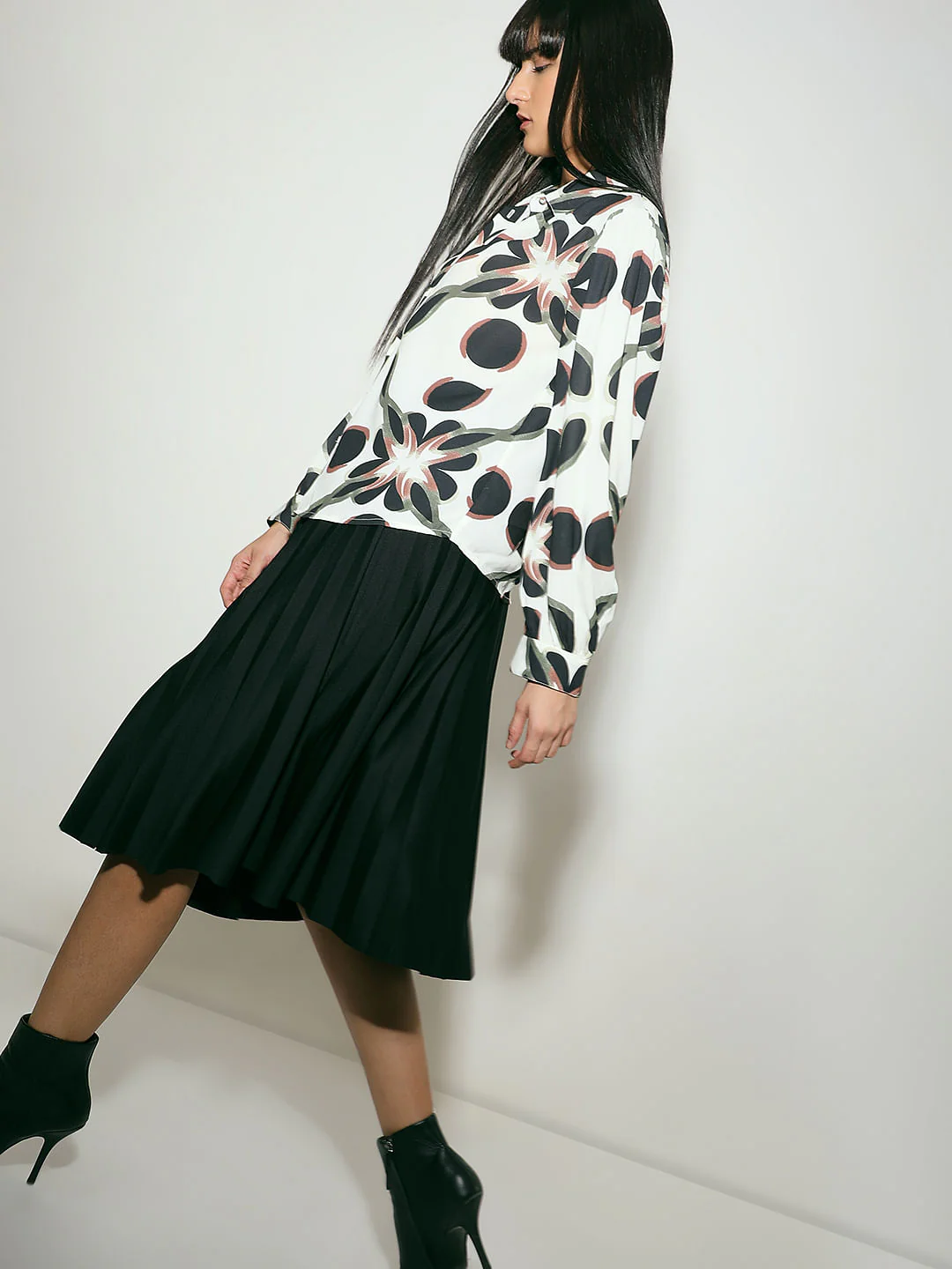 Black Printed Full Sleeves Shirt