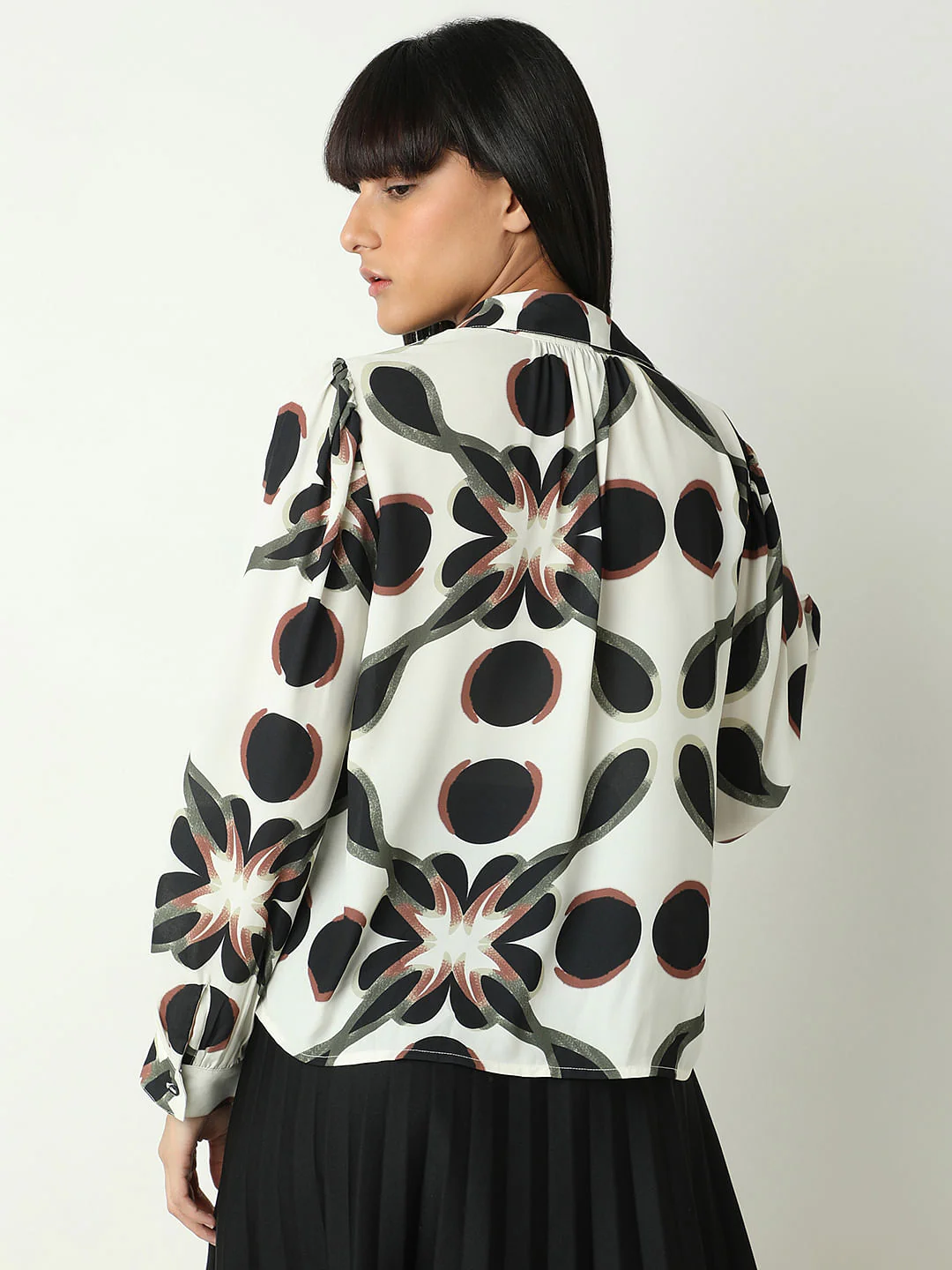 Black Printed Full Sleeves Shirt - Image 4
