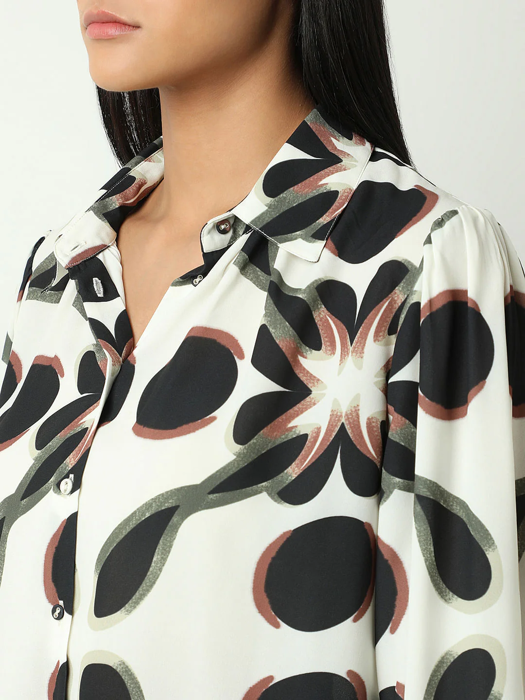 Black Printed Full Sleeves Shirt - Image 8