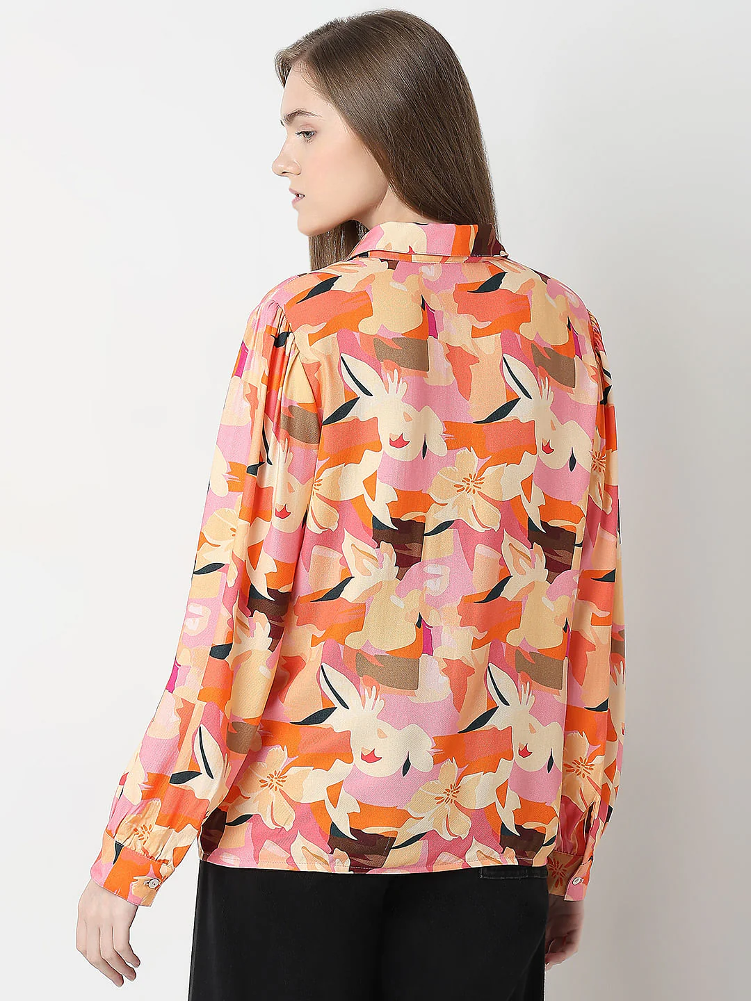 Orange Floral Print Shirt - Image 4