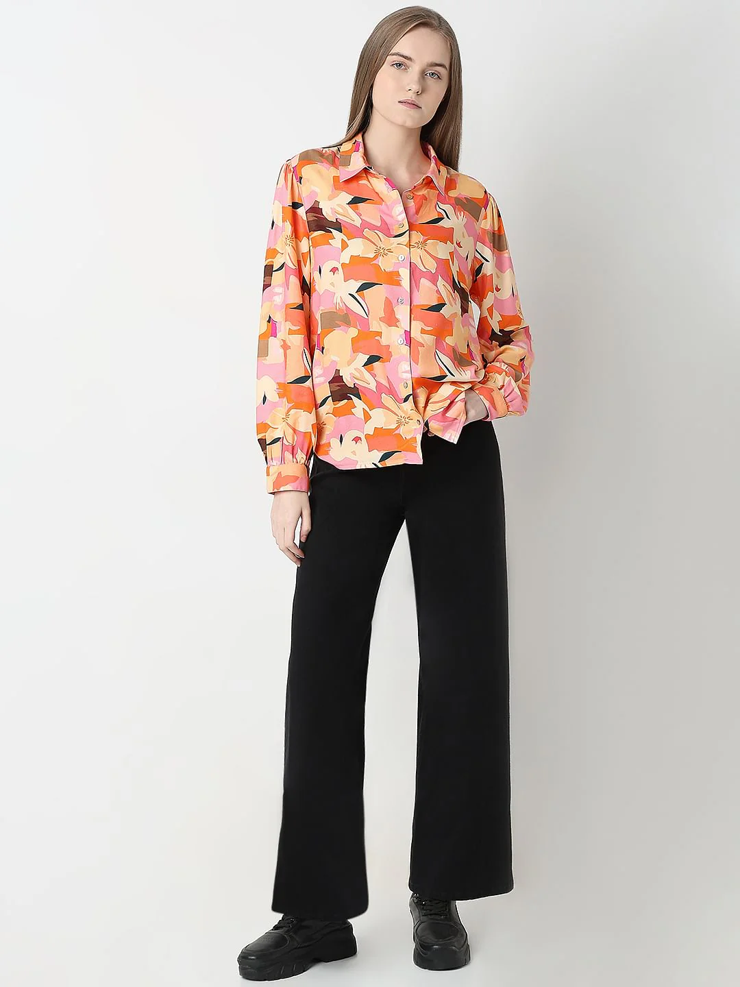 Orange Floral Print Shirt - Image 5
