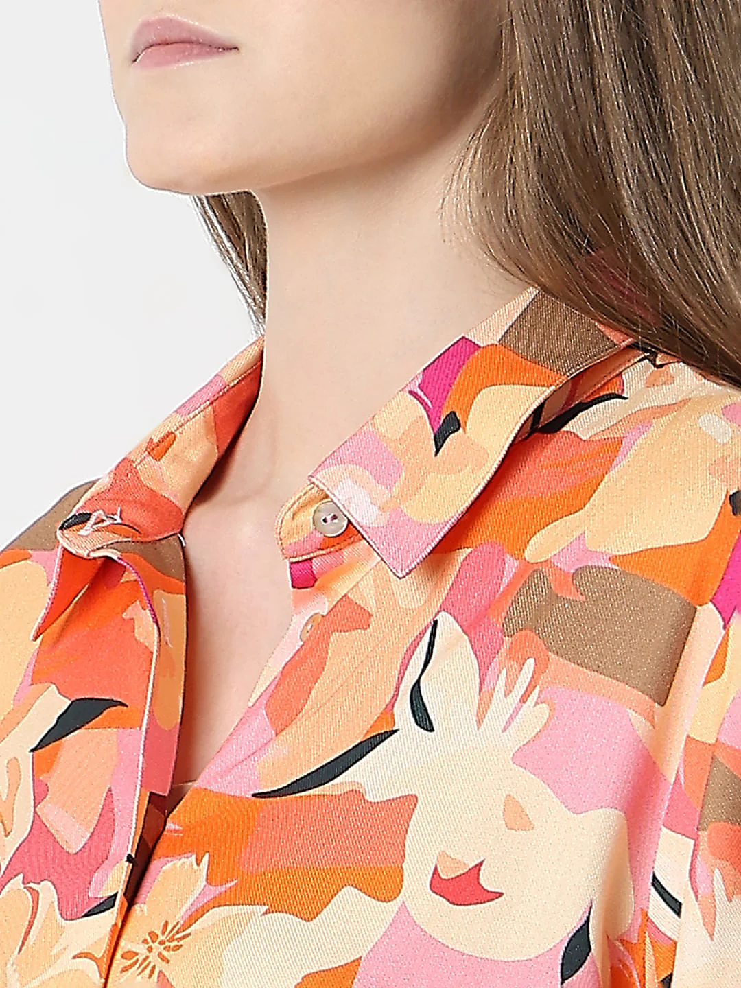 Orange Floral Print Shirt - Image 8