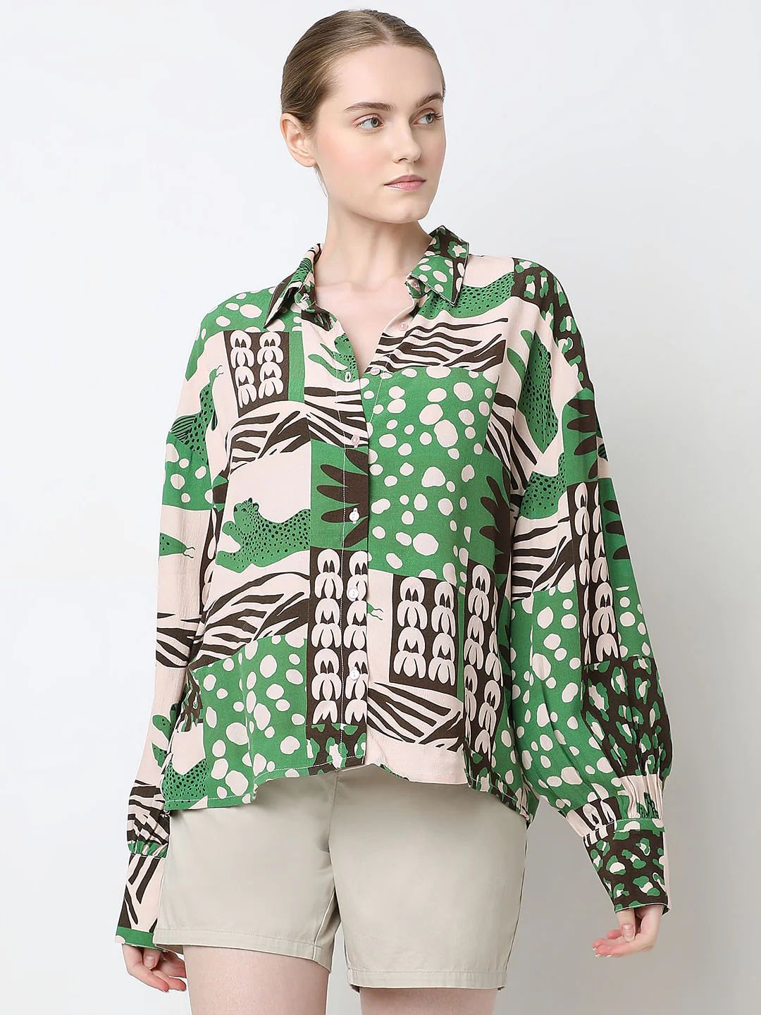 Green Graphic Print Shirt - Image 2