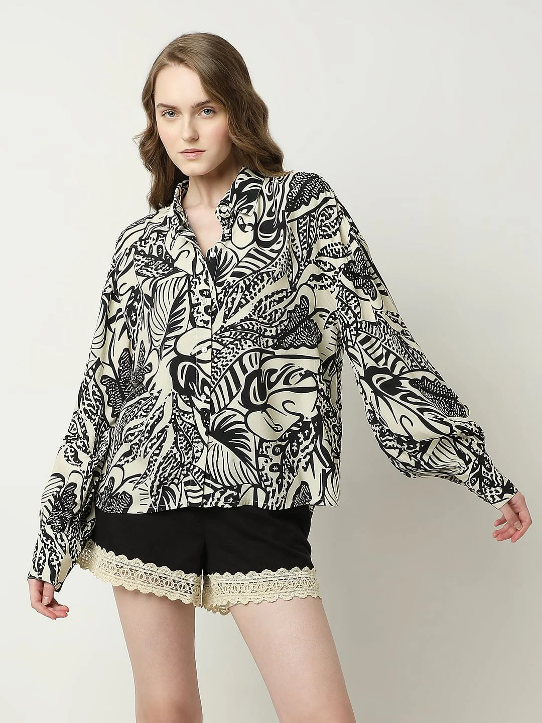 Black & White Printed Shirt - Image 2