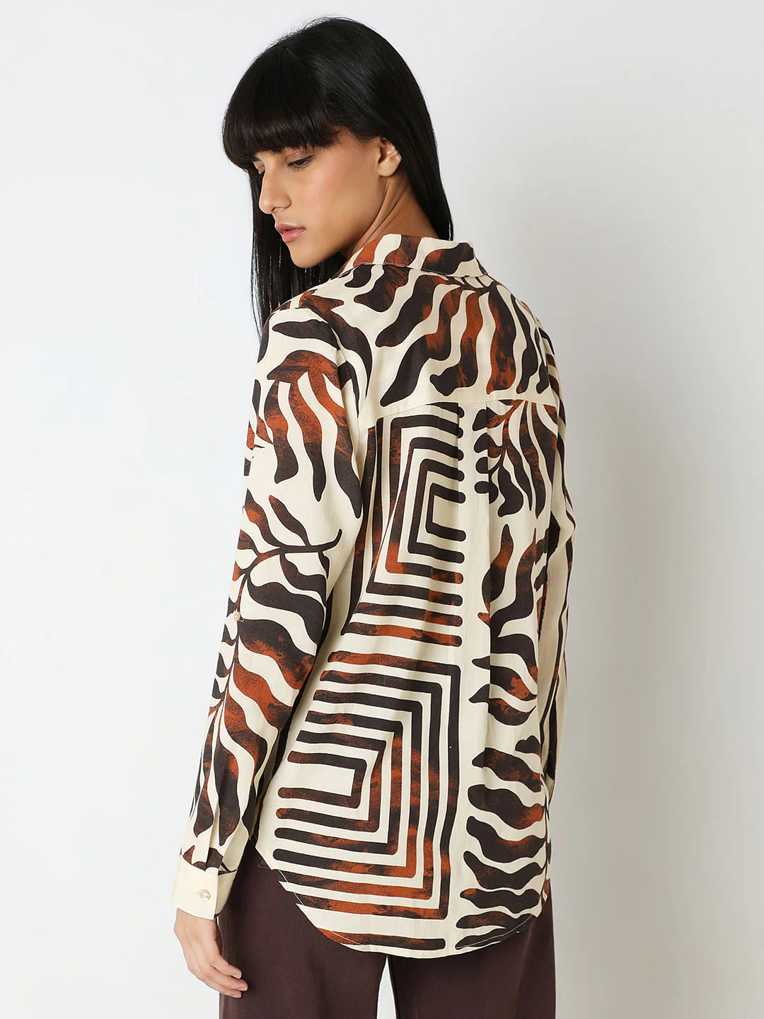 Brown Abstract Print Shirt - Image 4