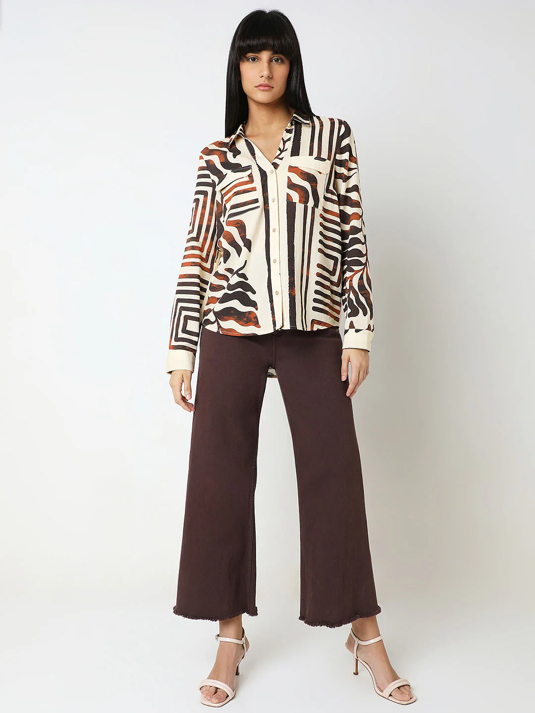 Brown Abstract Print Shirt - Image 5