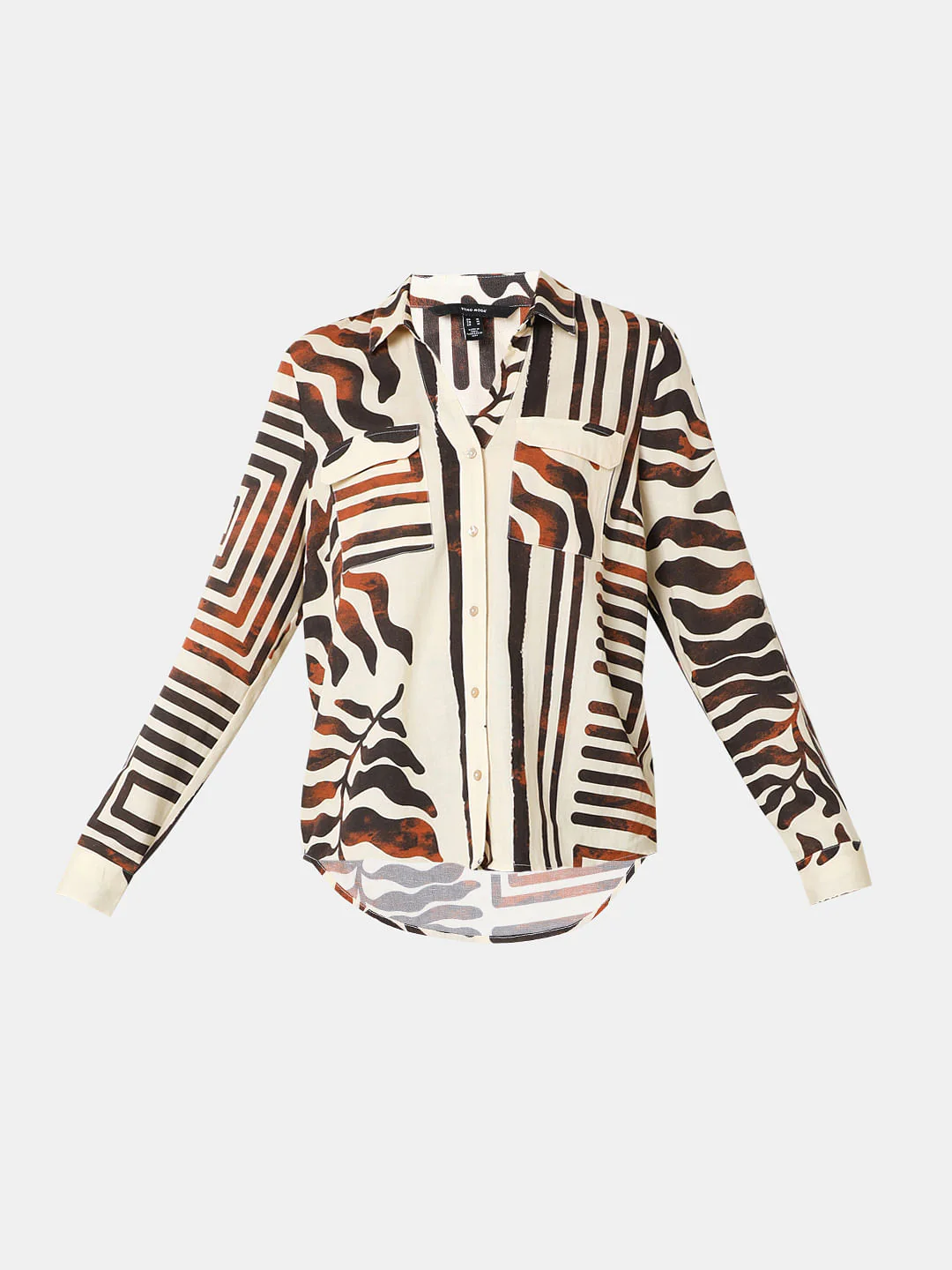 Brown Abstract Print Shirt - Image 7