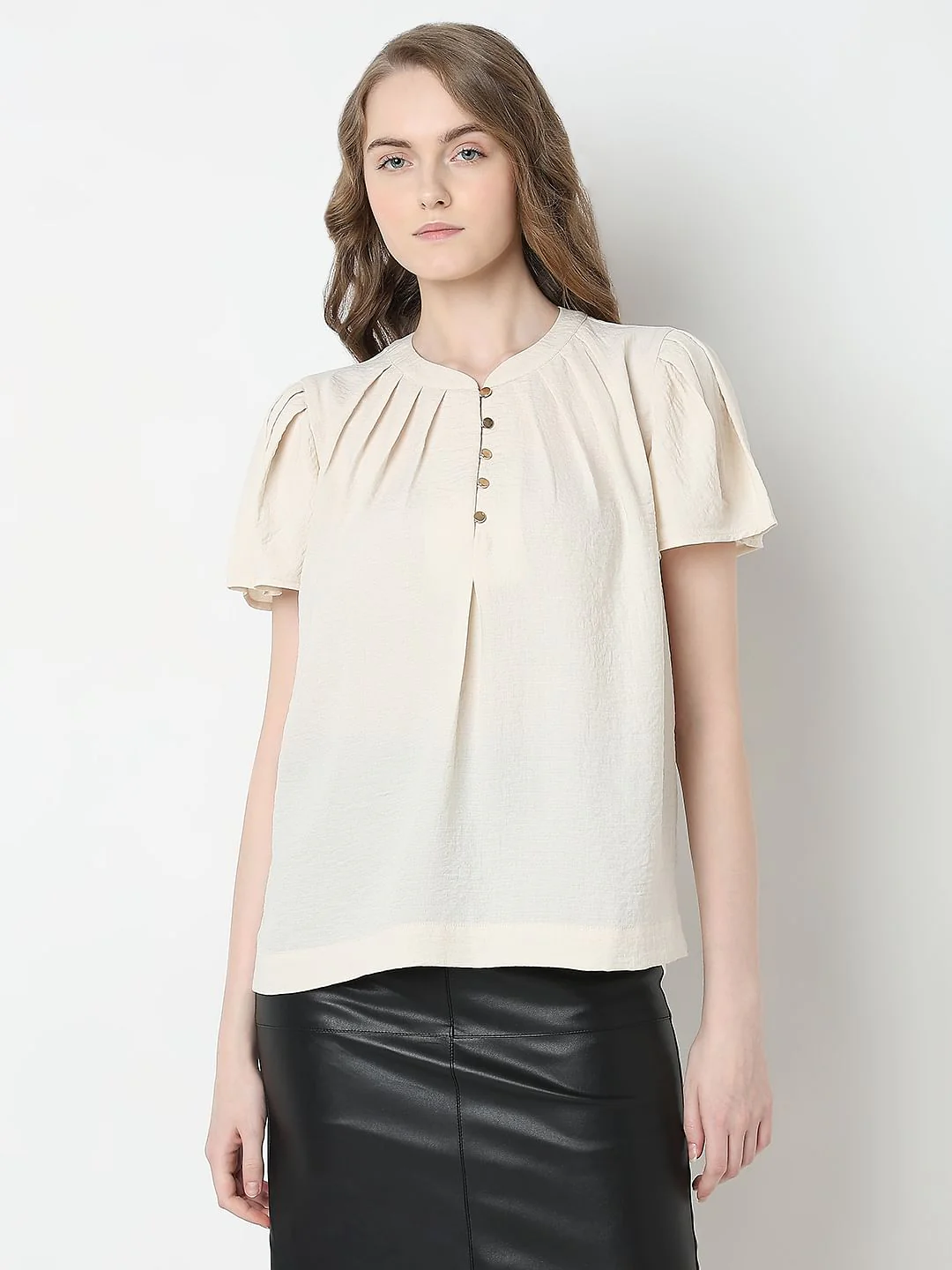 Cream Short Sleeves Top - Image 2