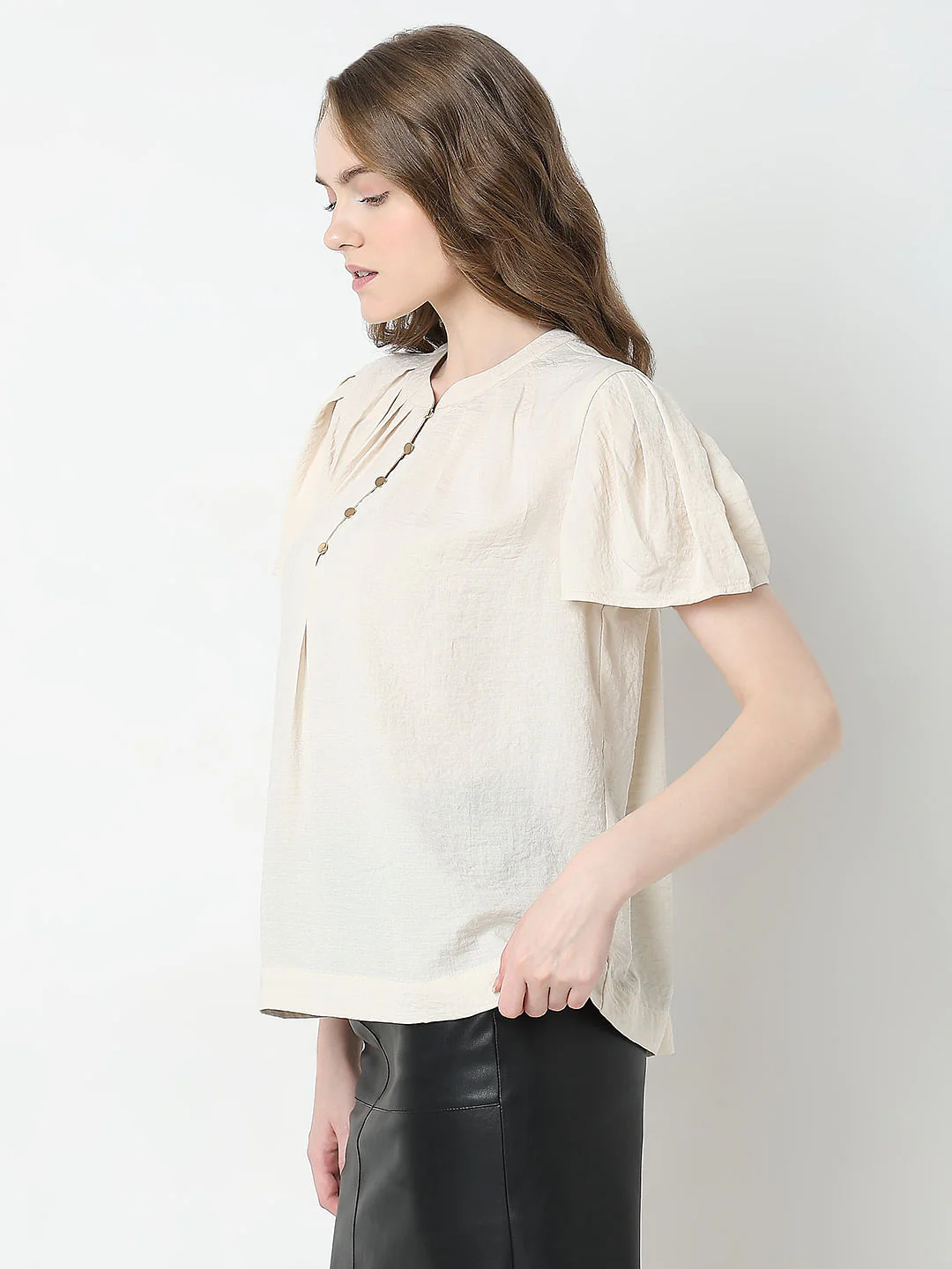Cream Short Sleeves Top - Image 3