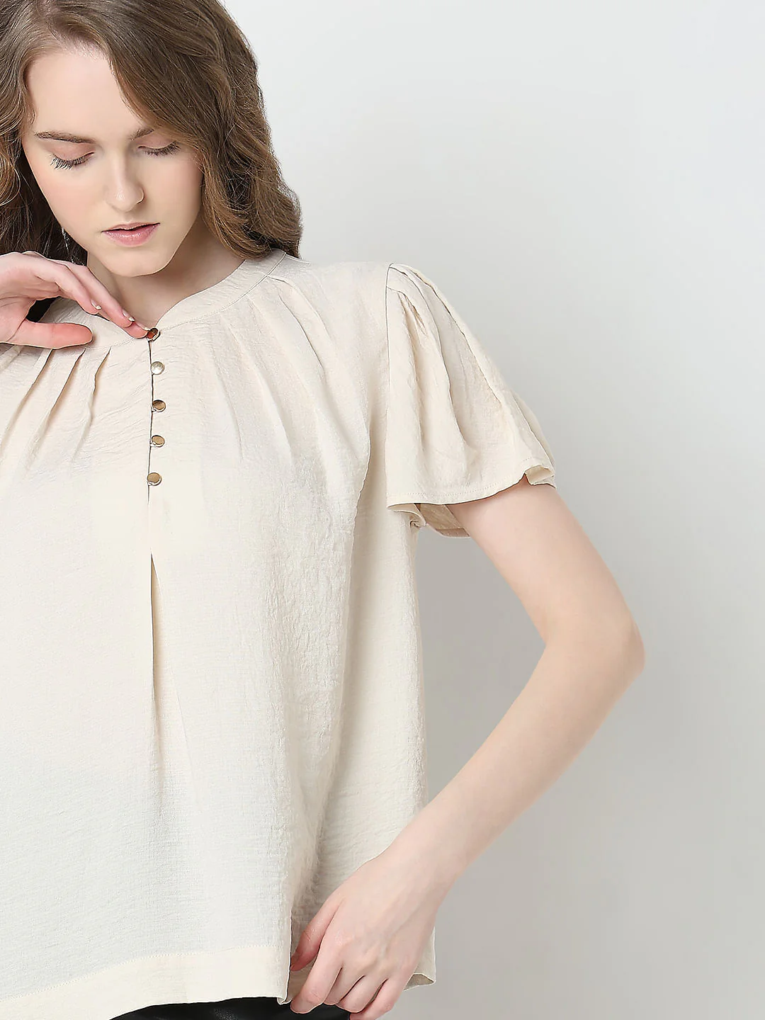 Cream Short Sleeves Top - Image 6