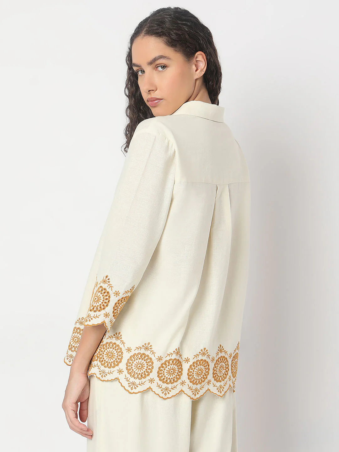Ecru Cut-Out Co-Ord Set Shirt - Image 4