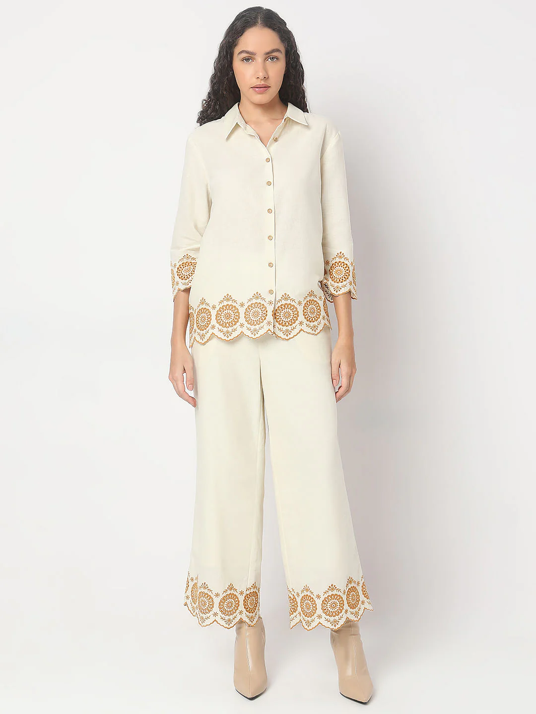 Ecru Cut-Out Co-Ord Set Shirt - Image 5