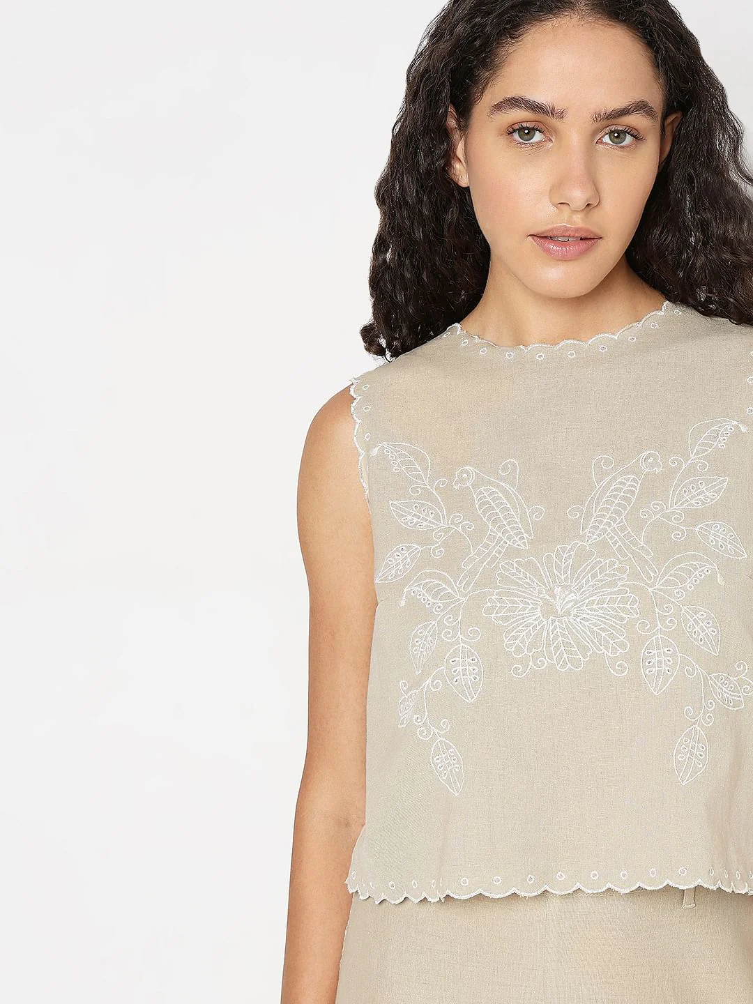 Beige Sleeveless Co-Ord Set Top - Image 6