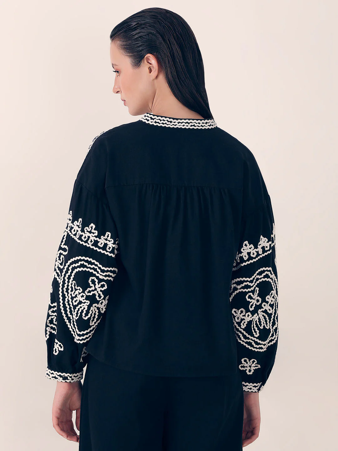 Black Embroidered Co-Ord Set Top - Image 4