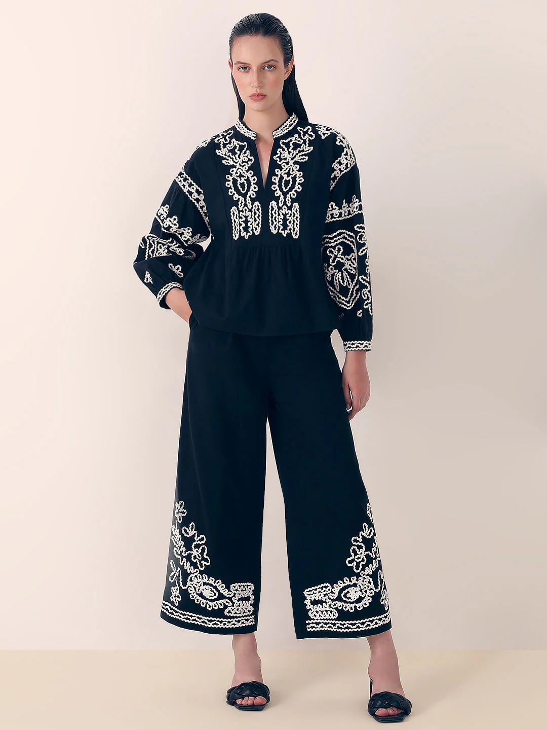 Black Embroidered Co-Ord Set Top - Image 5