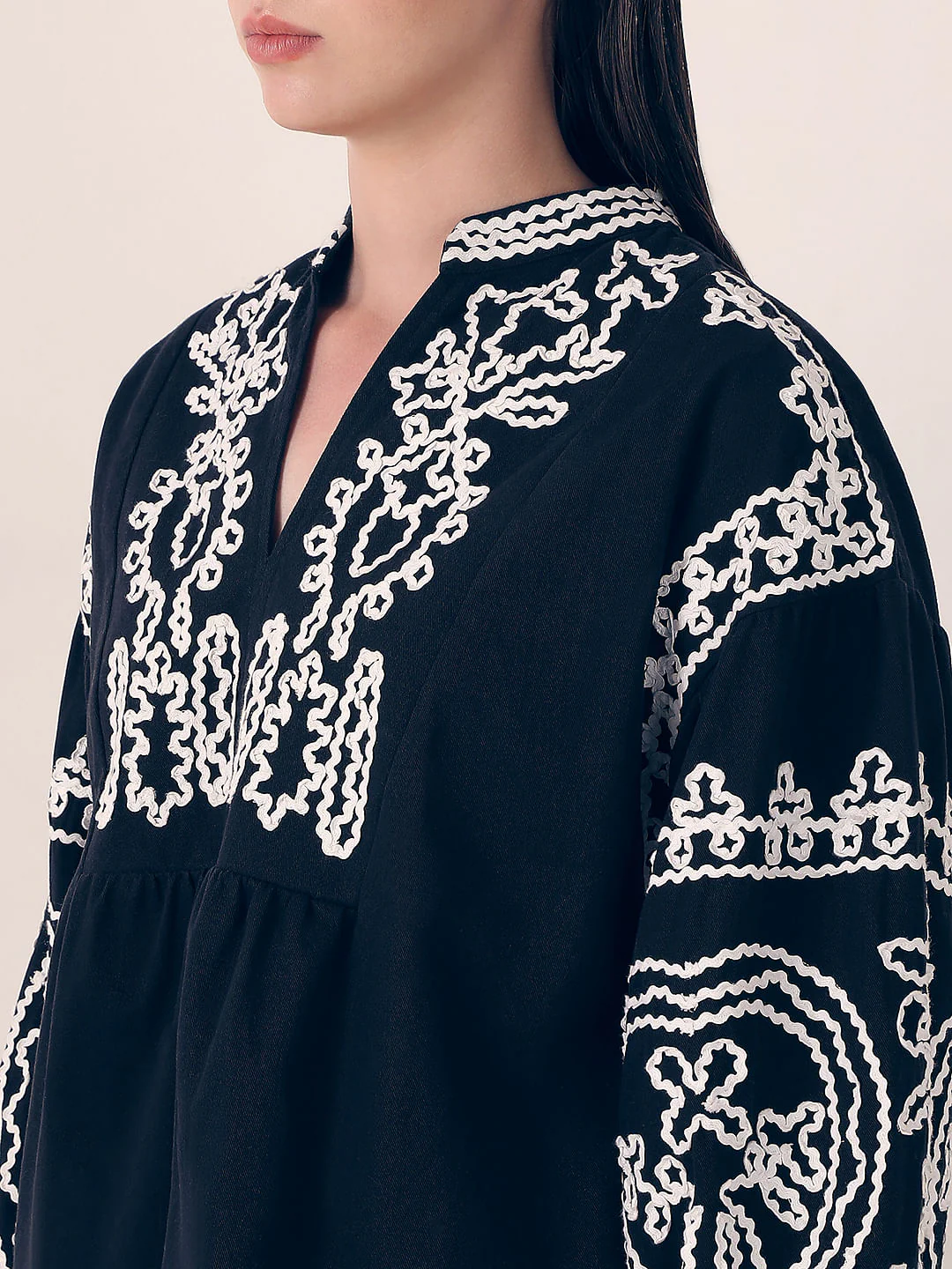 Black Embroidered Co-Ord Set Top - Image 8