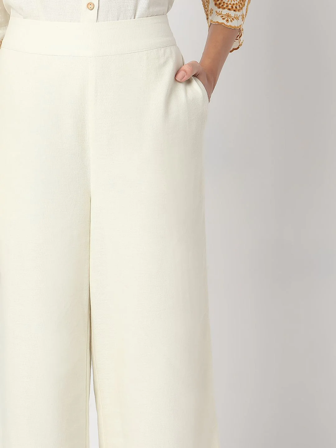 Ecru Cut-Out Co-Ord Set Pants - Image 6