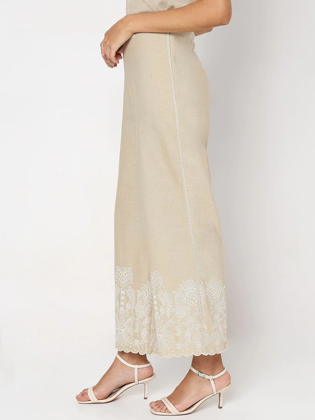 Beige Straight Fit Co-Ord Set Pants - Image 3