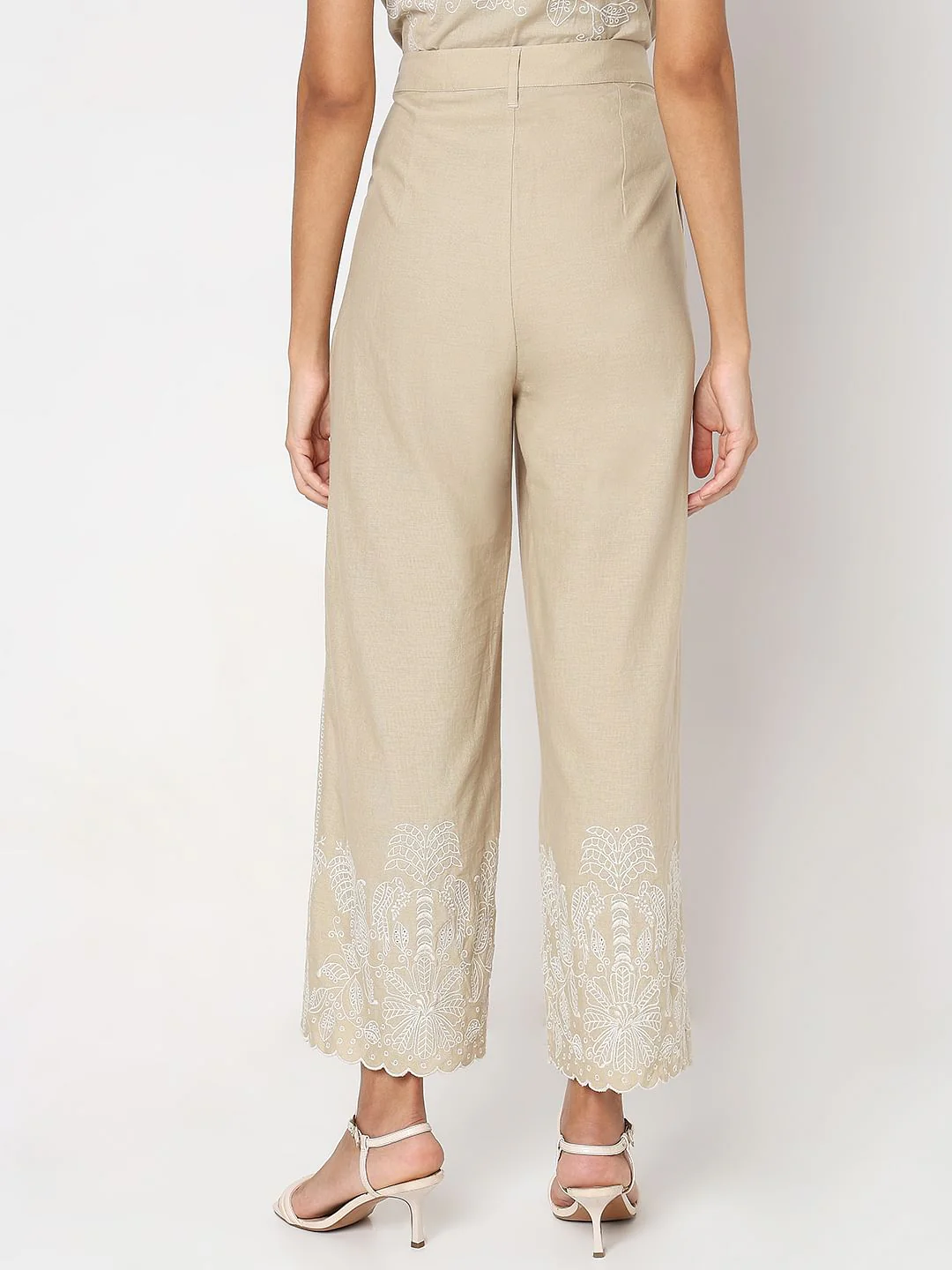 Beige Straight Fit Co-Ord Set Pants - Image 4