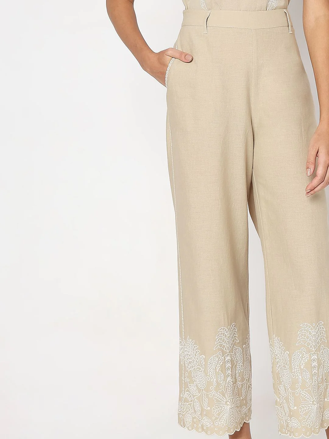 Beige Straight Fit Co-Ord Set Pants - Image 6