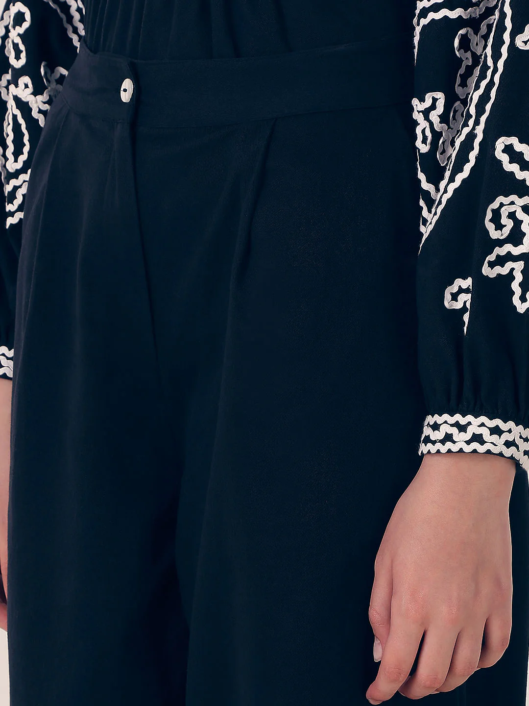 Black Embroidered Co-Ord Set Pants - Image 8