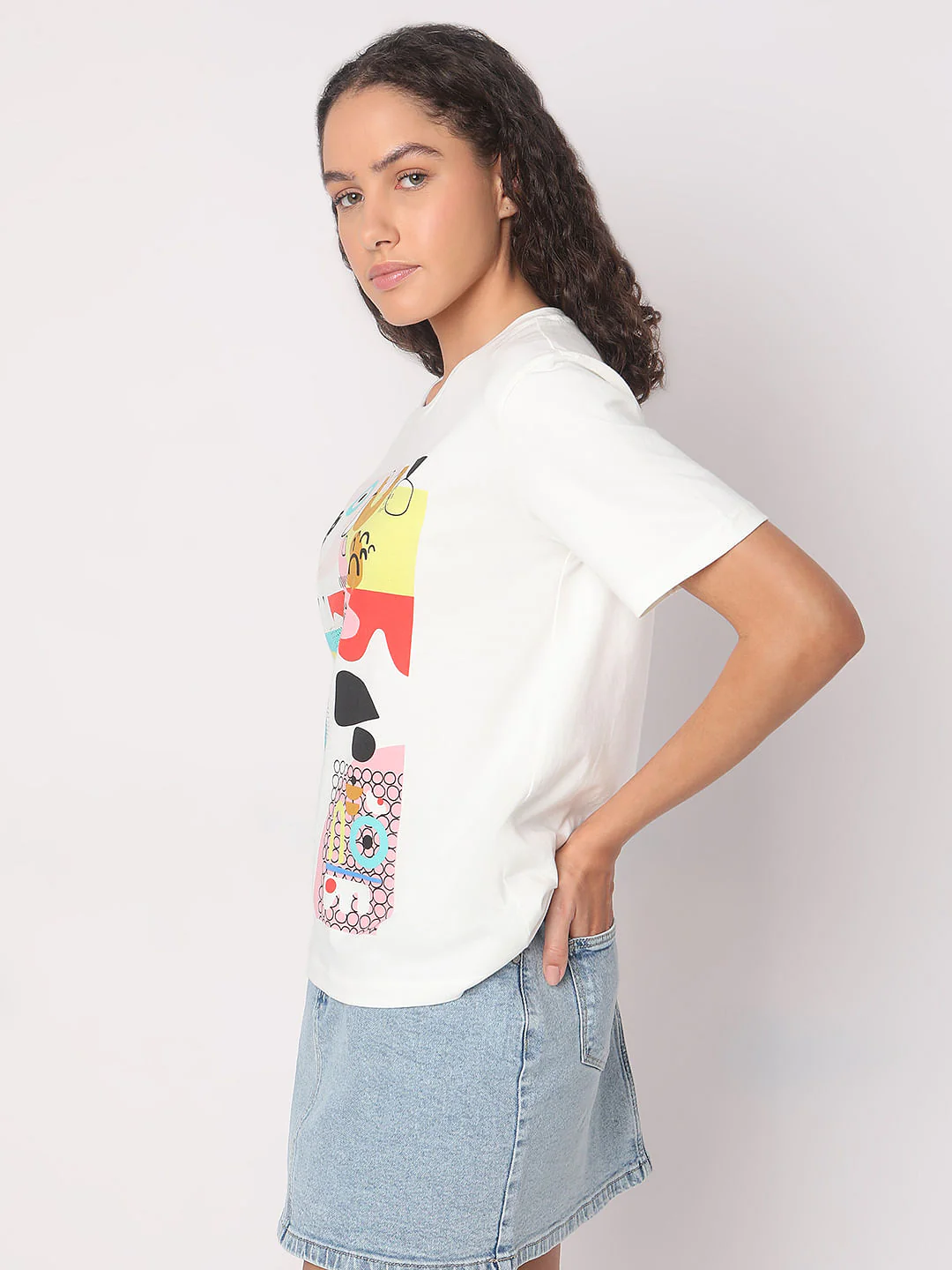 White Graphic Print Cotton T-Shirt - Image 3