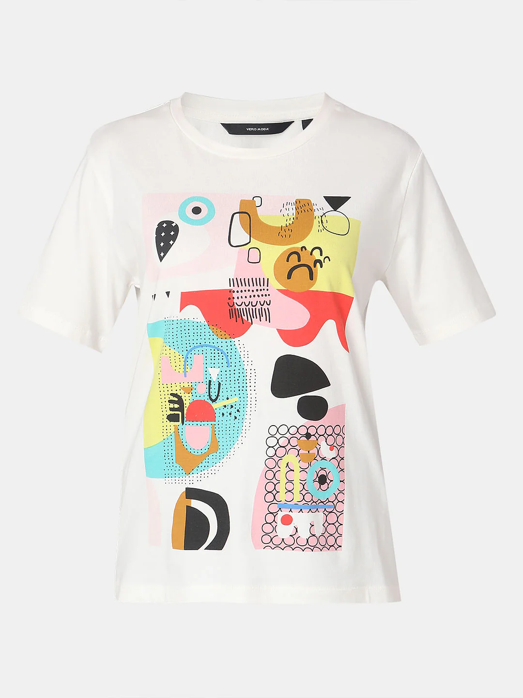 White Graphic Print Cotton T-Shirt - Image 7
