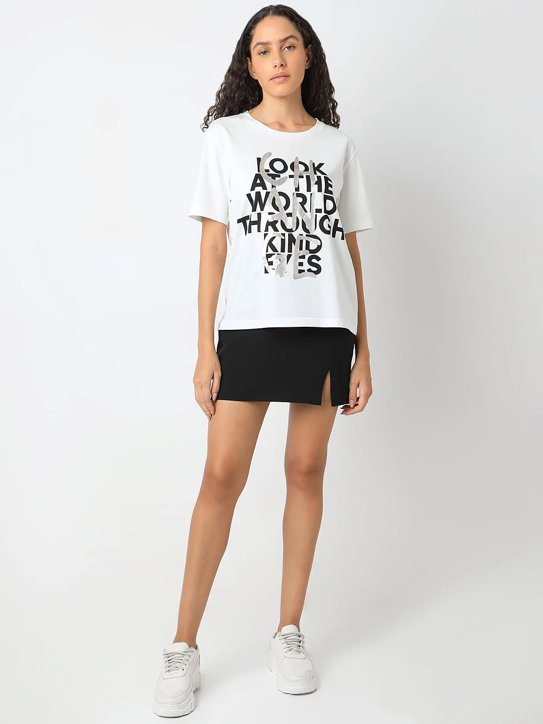 White Typographic Print Cotton T-Shirt - Image 5