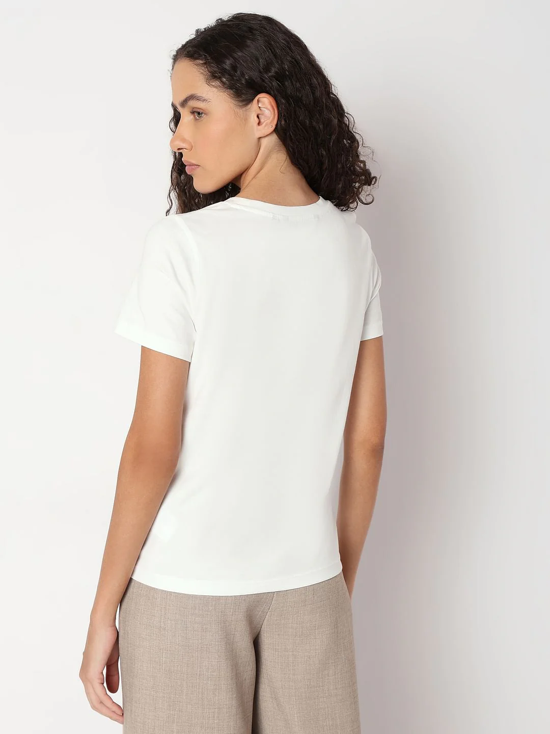 White Embellished Detail Cotton T-Shirt - Image 4