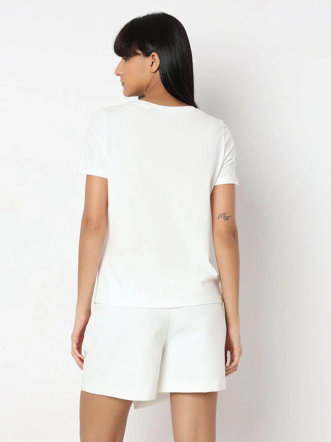 White Embellished Cotton T-Shirt - Image 4
