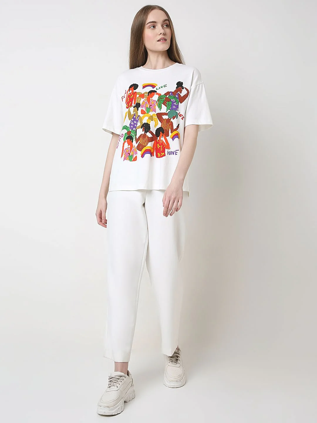 White Graphic Print T-Shirt - Image 5