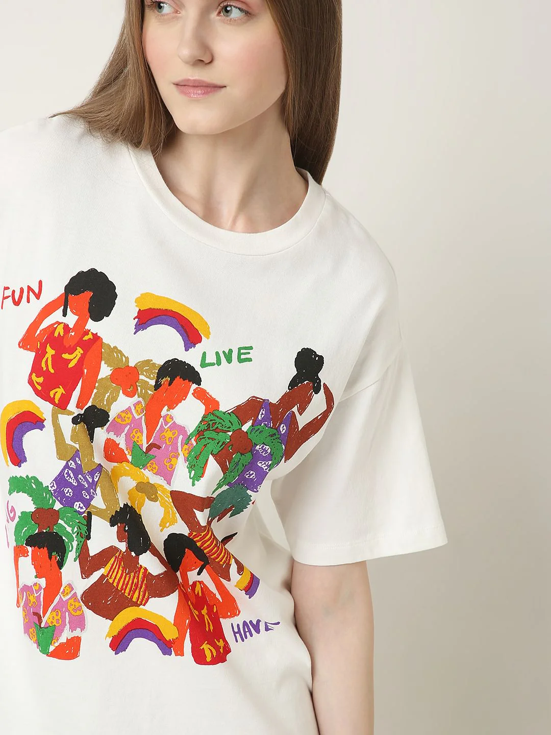 White Graphic Print T-Shirt - Image 6
