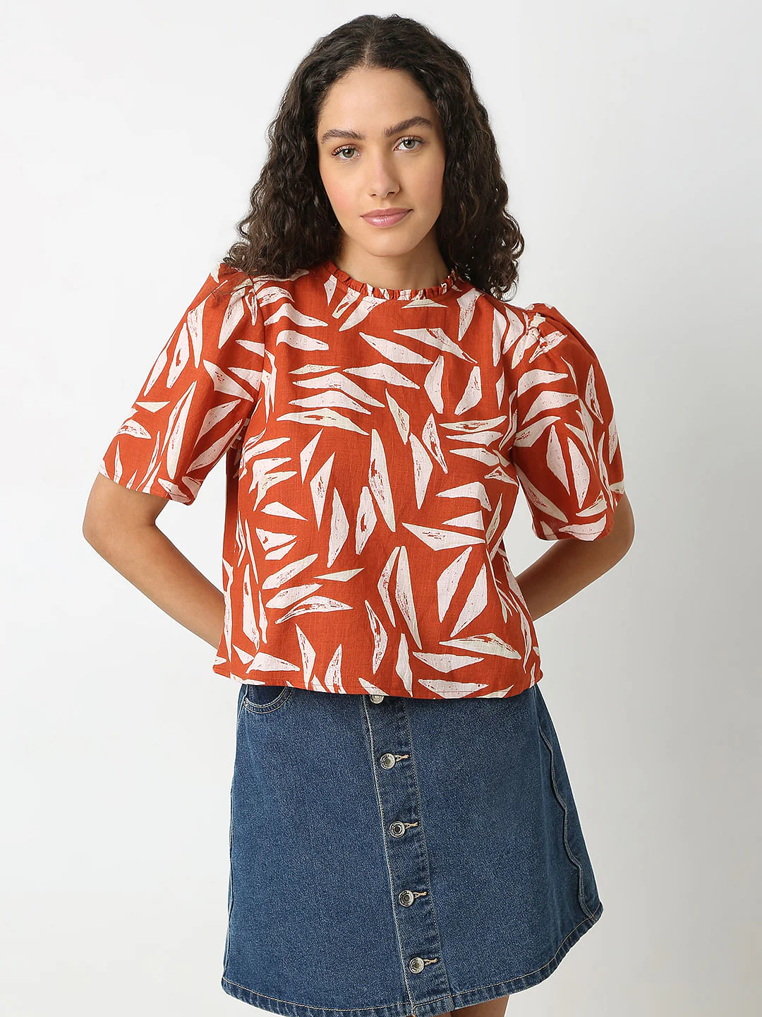 Brown Printed Cotton Top - Image 2