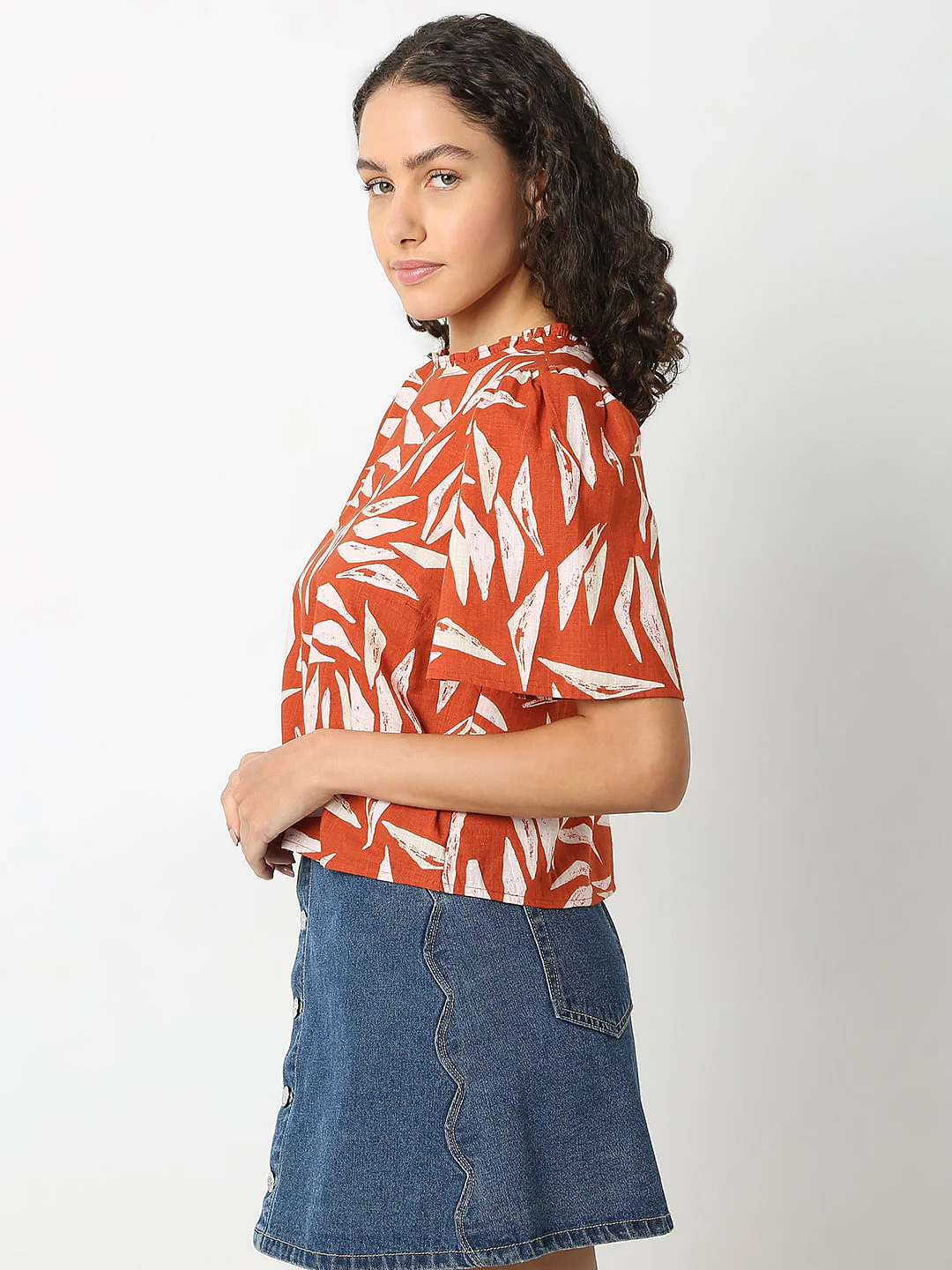 Brown Printed Cotton Top - Image 3